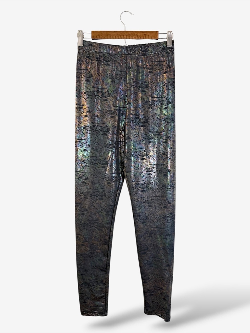 Spirithoods Metallic Snakeskin Leggings Size L Black Iridescent Casual Reptile